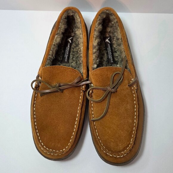 NWOT - American Eagle Classic Tan Suede Moccasin Slippers – Men’s Size 9 - Picture 6 of 6
